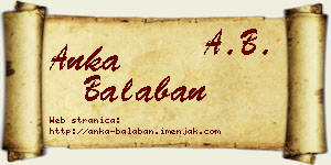 Anka Balaban vizit kartica